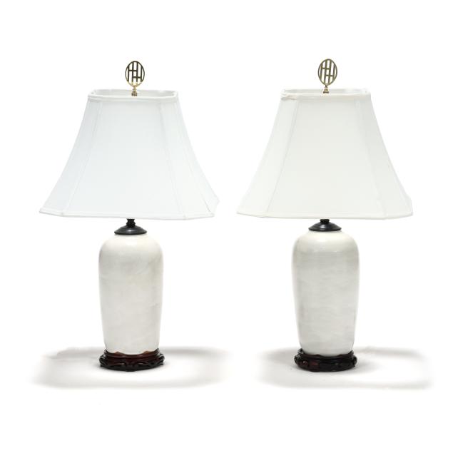 ben-owen-master-potter-seagrove-nc-1904-1983-pair-of-dogwood-white-egg-vase-lamps