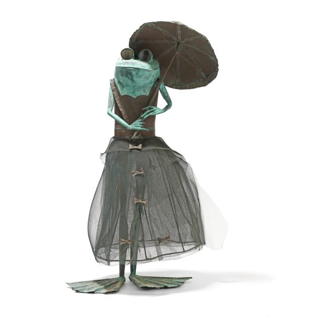 andy-cobb-nc-tall-copper-frog-maiden-with-parasol-outdoor-sculpture