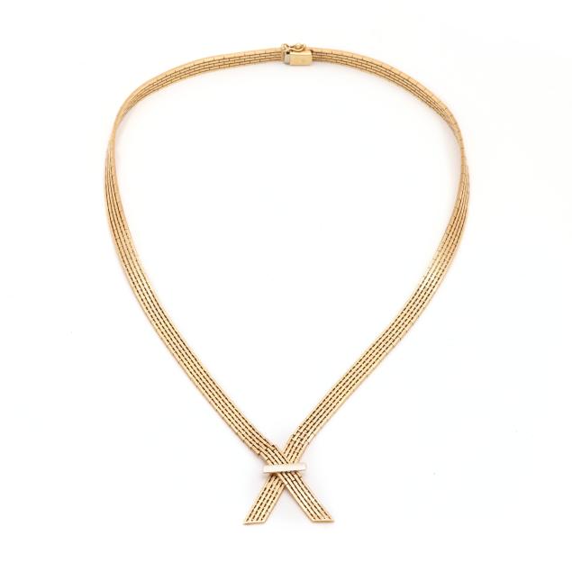 bi-color-gold-mesh-necklace-italy