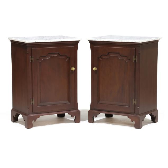 kittinger-pair-of-marble-top-chippendale-style-side-cabinets