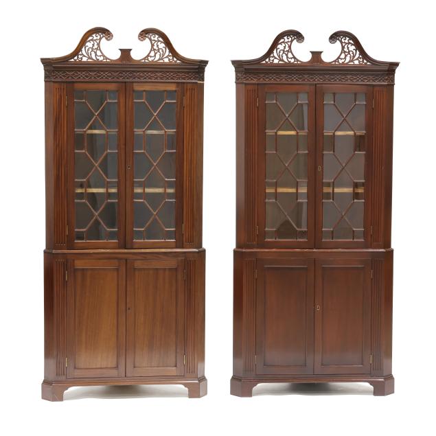 pair-of-chippendale-style-bench-made-mahogany-corner-cabinets