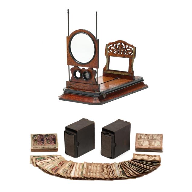 tabletop-burl-wood-stereo-view-and-collection-of-nearly-300-stereo-views