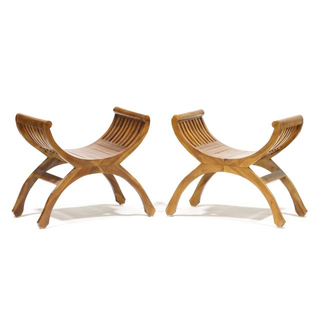 pair-of-curule-form-teak-stools