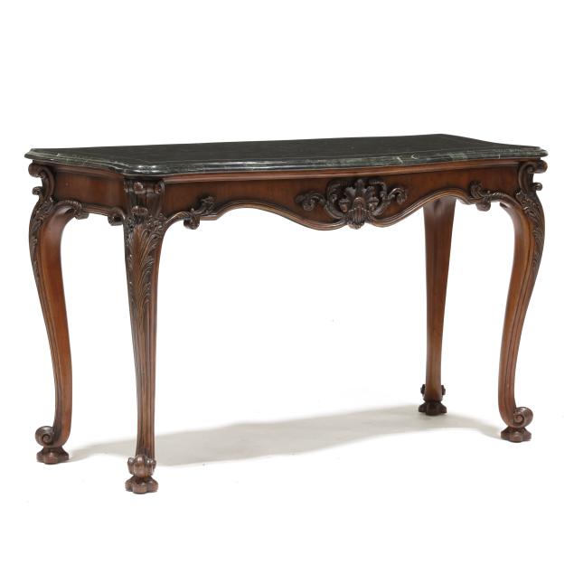 henredon-rococo-style-marble-and-mahogany-console-table
