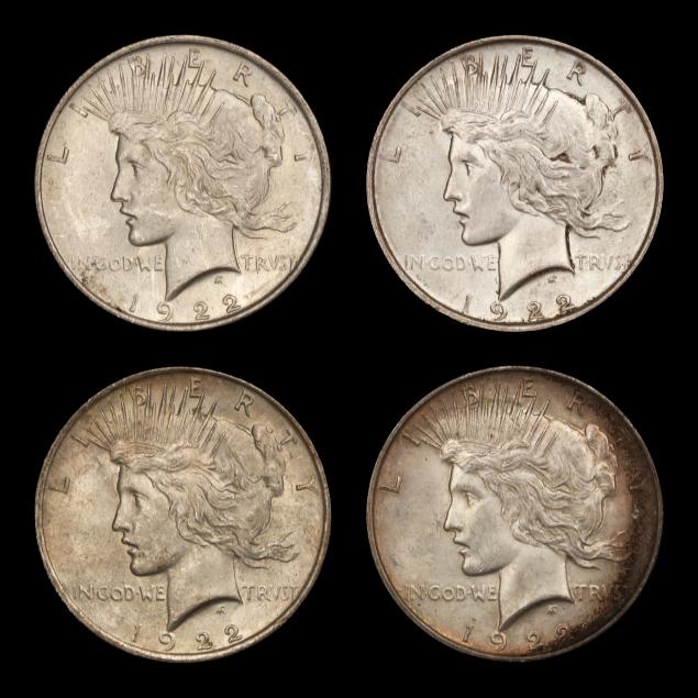 four-4-uncirculated-1922-peace-silver-dollars