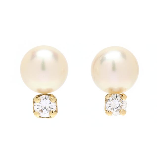 gold-pearl-and-diamond-stud-earrings
