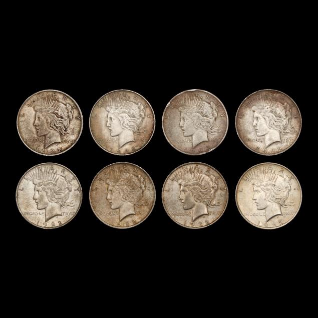 eight-8-circulated-peace-silver-dollars
