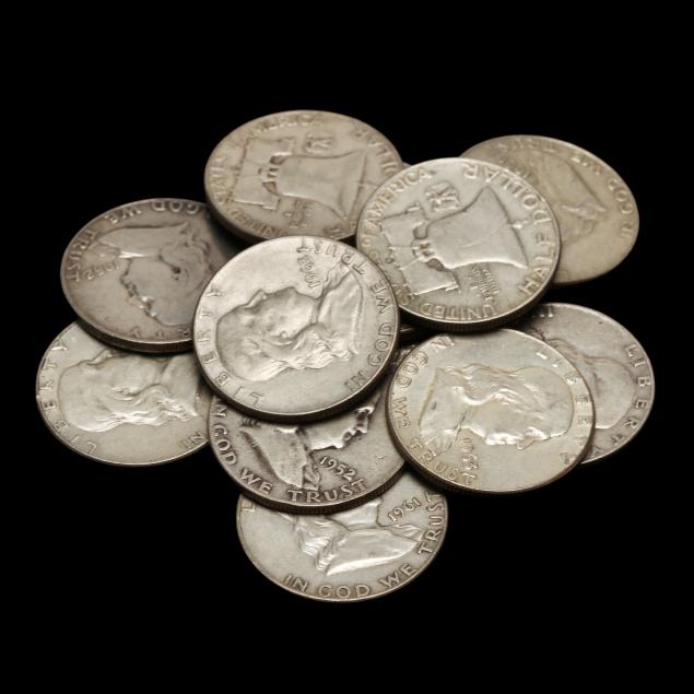 thirteen-13-franklin-half-dollars