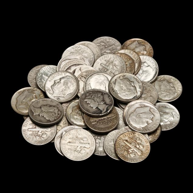 nine-9-mercury-dimes-and-thirty-six-36-pre-1964-roosevelt-dimes