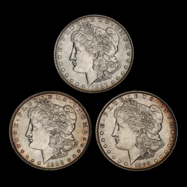three-3-morgan-dollars-with-peripheral-toning