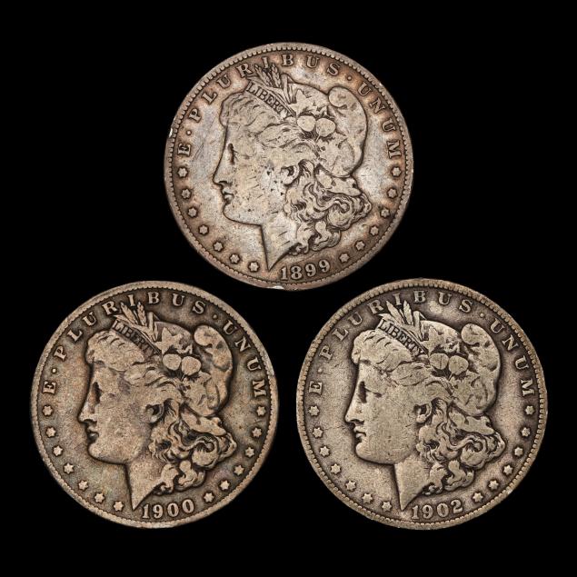 three-3-morgan-silver-dollars