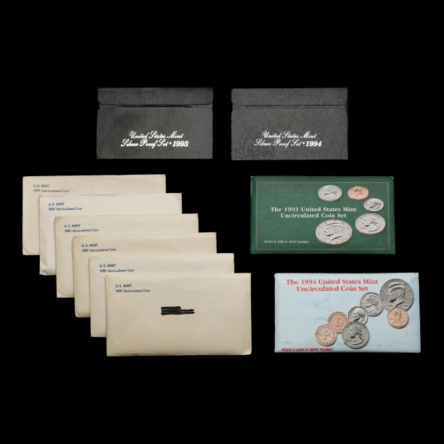 two-u-s-silver-proof-sets-and-eight-standard-mint-sets