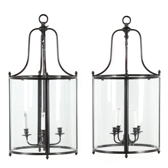 pair-of-contemporary-large-brass-four-light-pendant-lanterns