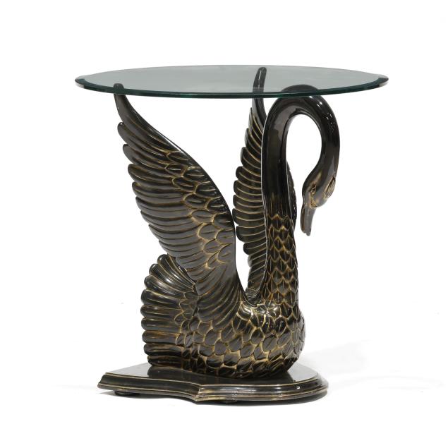 hollywood-regency-style-black-swan-side-table