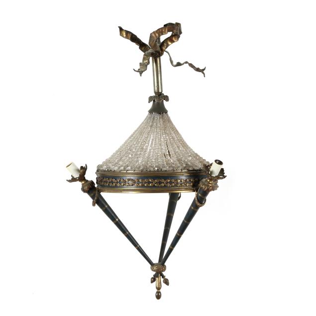 french-empire-style-patinated-and-gilt-brass-triple-torch-chandelier