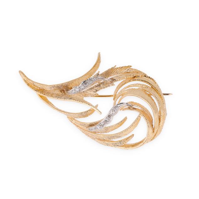 vintage-bi-color-gold-and-diamond-feather-motif-brooch
