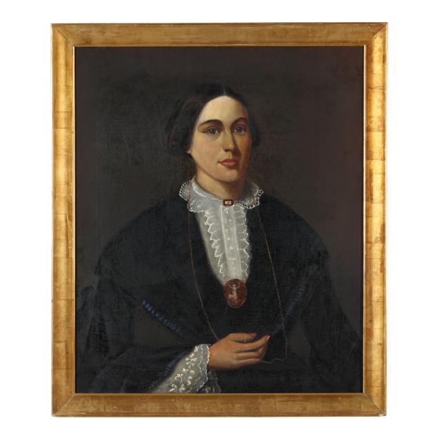american-school-19th-century-portrait-of-a-woman-with-cameo-pendant