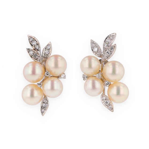 vintage-white-gold-pearl-and-diamond-earrings