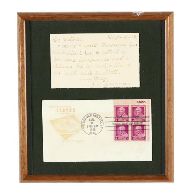 george-washington-carver-circa-1864-1943-framed-autographed-letter-signed-to-tuskegee-institute-principal-dr-robert-r-moton