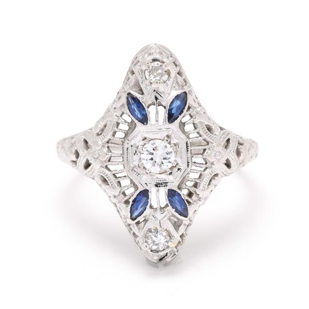 vintage-white-gold-diamond-and-sapphire-ring