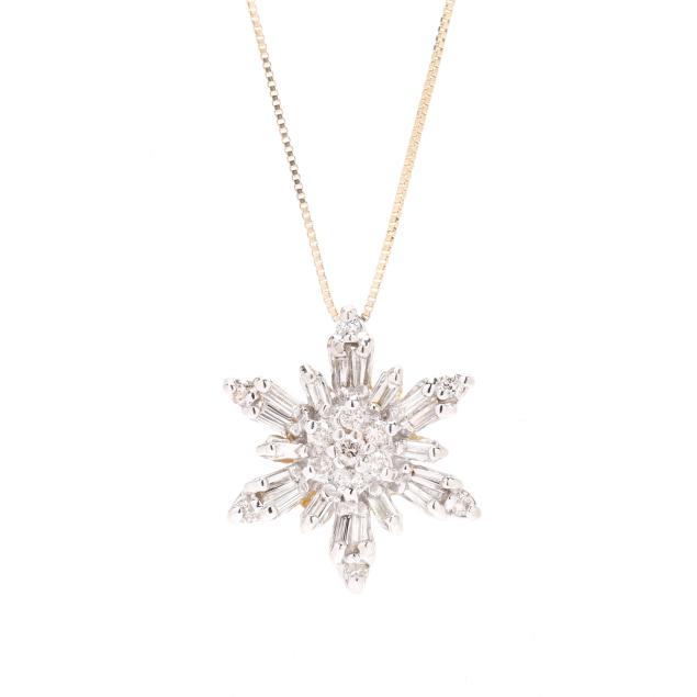 gold-and-diamond-snowflake-motif-pendant-necklace-italy