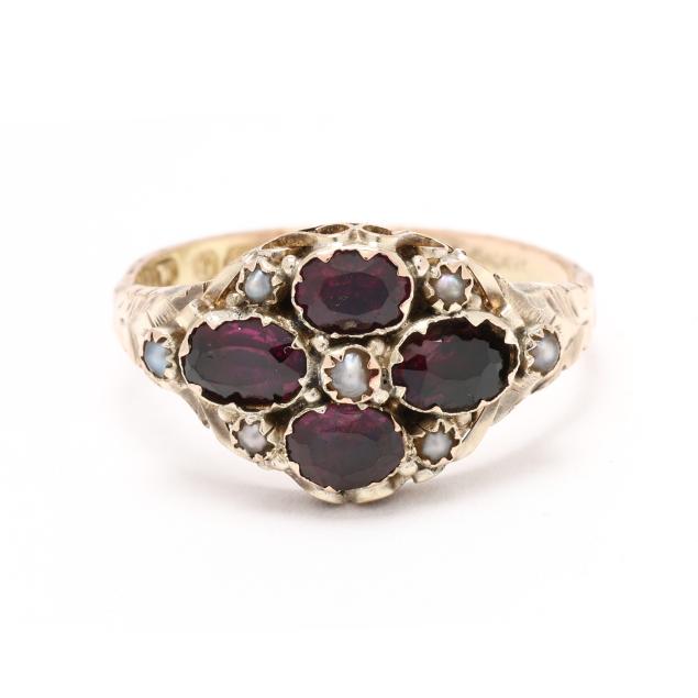 antique-gold-pearl-and-garnet-ring-england