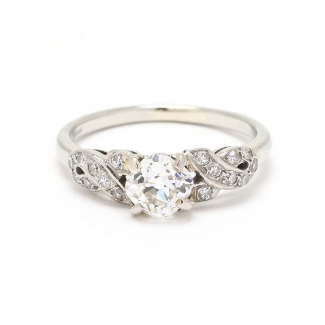 white-gold-and-old-mine-cut-diamond-ring