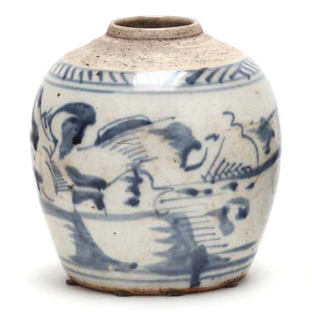 a-small-chinese-blue-and-white-ginger-jar