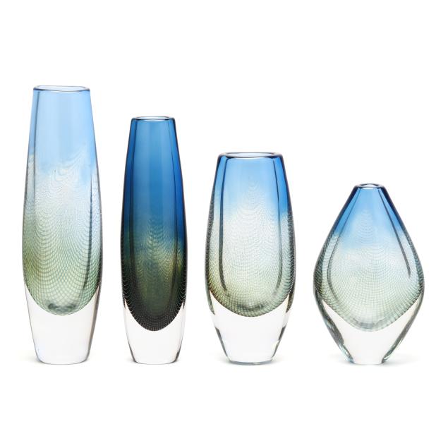 sven-palmqvist-denmark-1906-1984-four-glass-i-kraka-i-vases