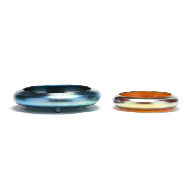 two-steuben-aurene-glass-low-bowls