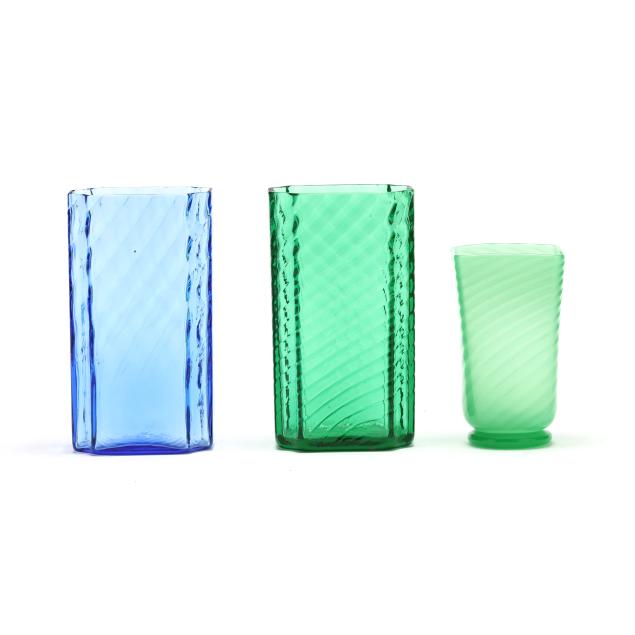 three-steuben-art-deco-swirl-vases