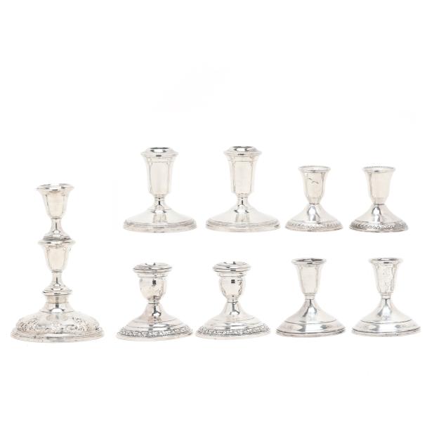 collection-of-nine-american-sterling-silver-candlesticks