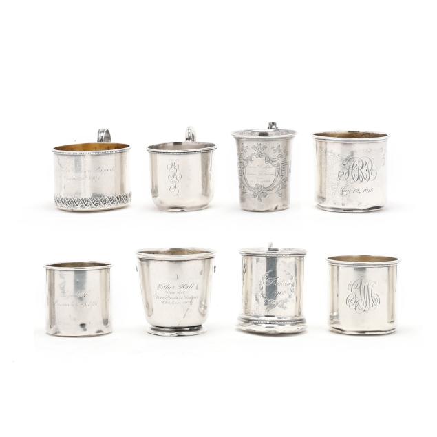 collection-of-eight-silver-baby-mugs