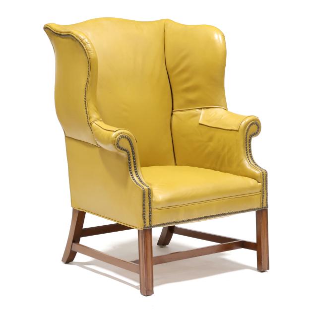 chippendale-style-leather-upholstered-easy-chair