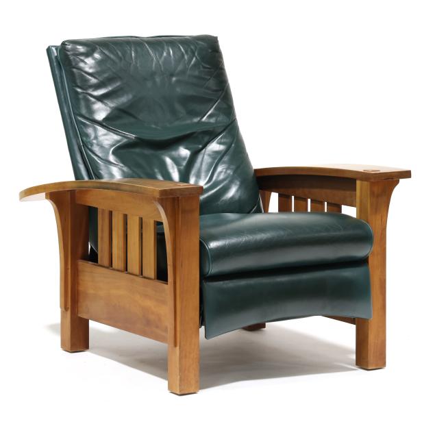 stickley-mission-style-cherry-and-leather-recliner