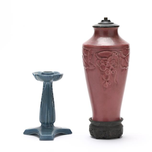 rookwood-pottery-lamp-base-and-candlestick