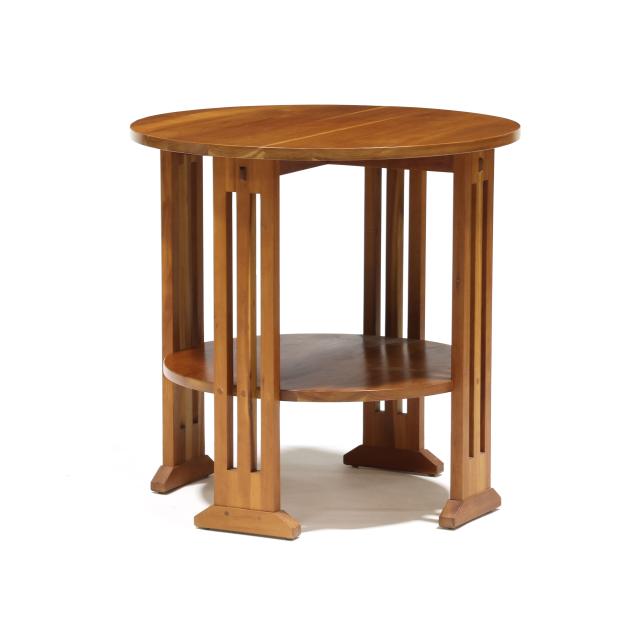 stickley-mission-style-round-cherry-side-table
