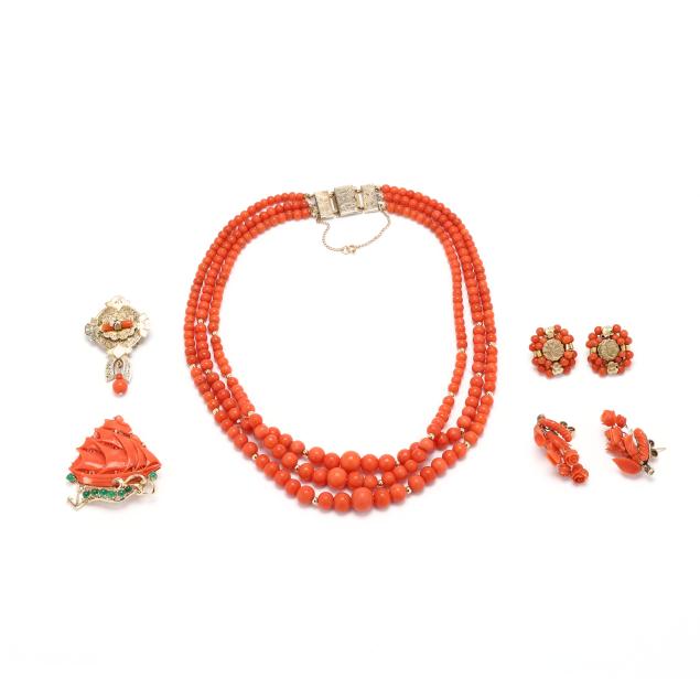 group-of-antique-gold-filled-and-coral-jewelry