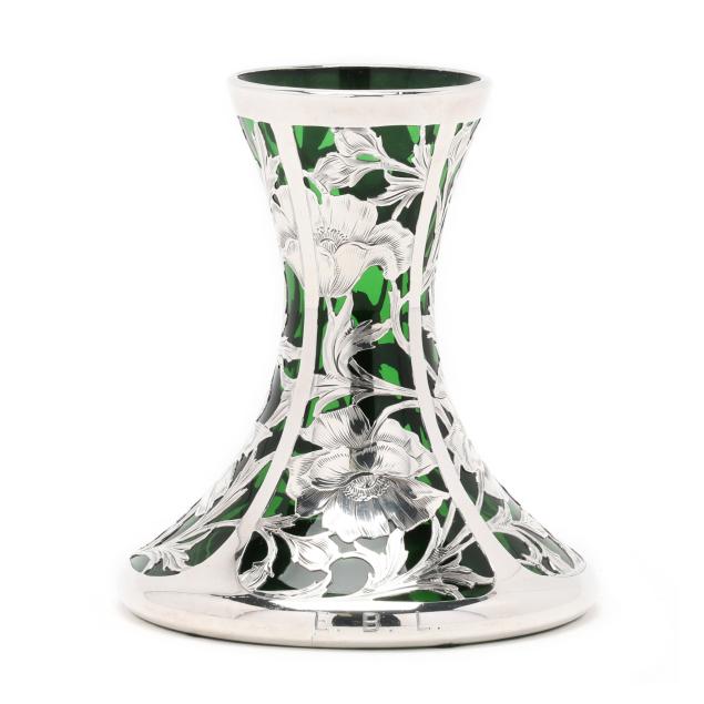 silver-deposit-and-green-glass-vase