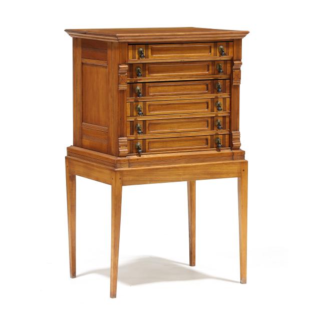 antique-walnut-spool-cabinet-on-stand