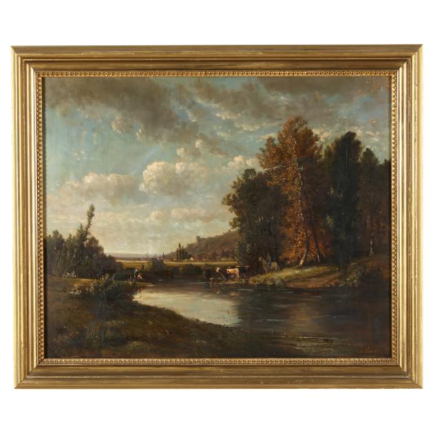 aime-perret-french-1847-1927-pastoral-scene-with-cows-and-staffage