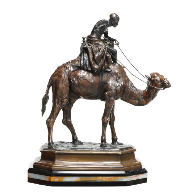 bronze-model-of-a-bedouin-riding-camel-signed-g-paglagh