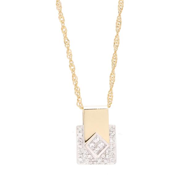bi-color-gold-and-diamond-pendant-necklace