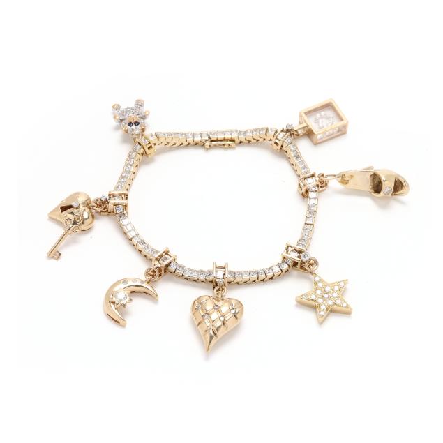 gold-and-diamond-line-charm-bracelet