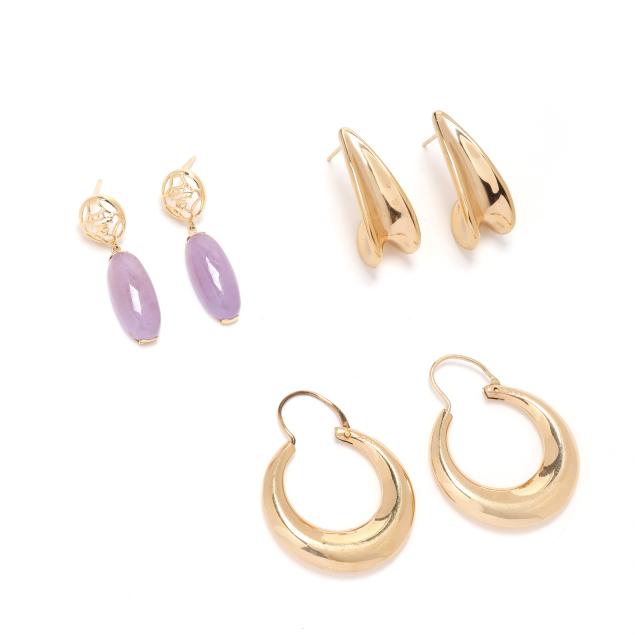 three-pairs-of-gold-earrings