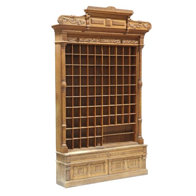 large-victorian-carved-oak-barber-shop-cabinet