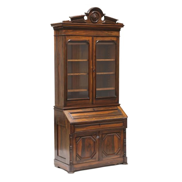 victorian-rosewood-secretary-bookcase