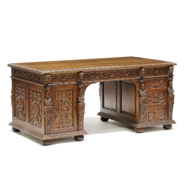 jacobean-style-carved-oak-partner-s-desk