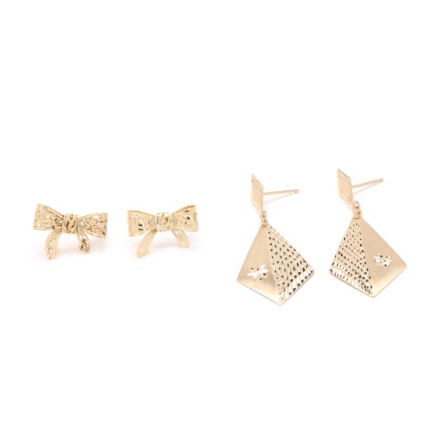 two-pairs-of-vintage-gold-earrings