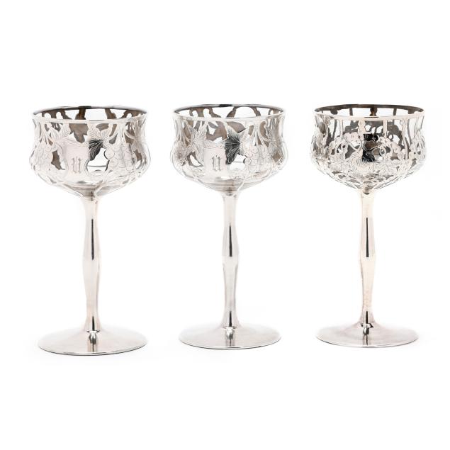 three-silver-deposit-and-clear-glass-wine-goblets